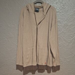 South Pole Men's Tan and Brown Zip-Up Sweater Size XL